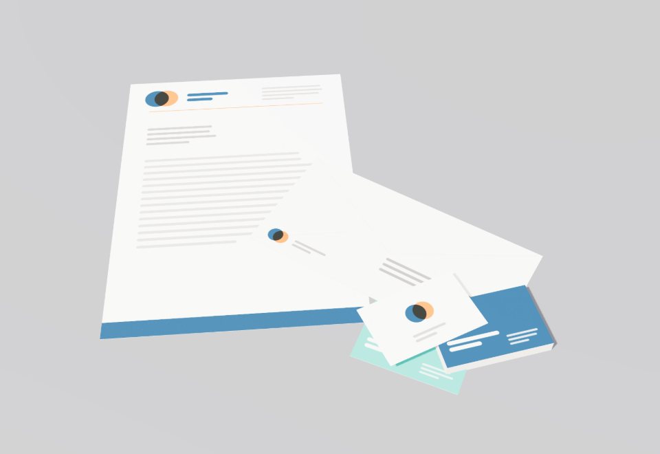 Letterhead, envelope and business cards
